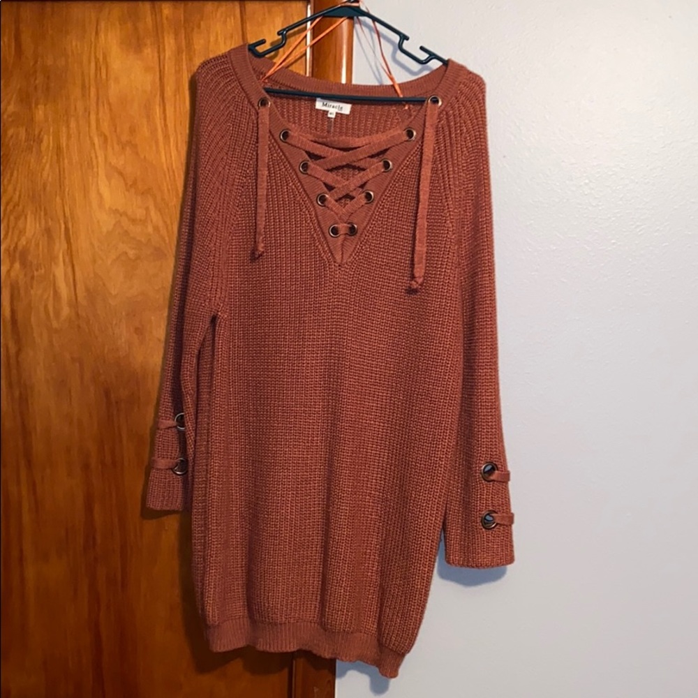 Burnt orange sweater dress